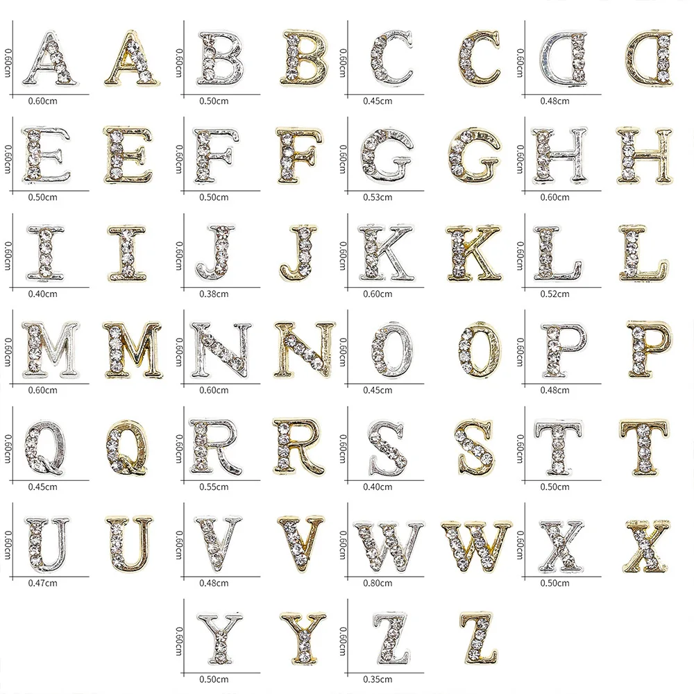 26Pcs Silver Rhinestone Alphabet Nail Charms Set-A-Z Letters Nail Gems,Custom Name Initial Nail Art Decorations for DIY Nail view 6