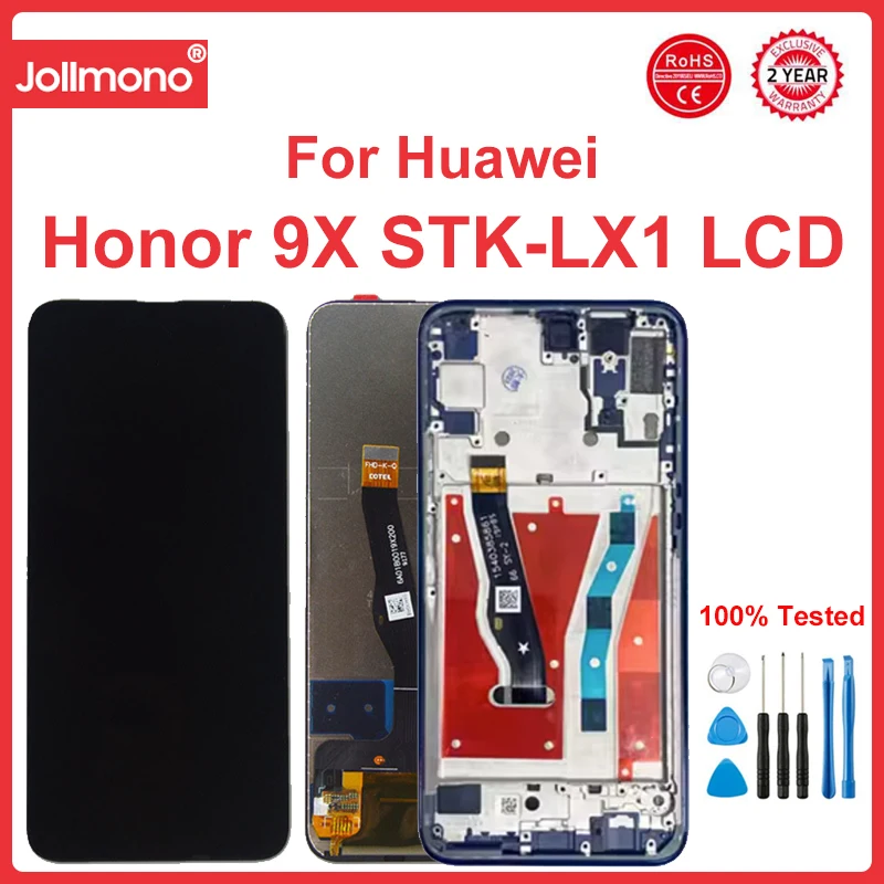 6.59''  For Honor 9X 9 X premium global edition STK-LX1 STK-L22 LCD Display Touch Screen Digitizer Assembly+Frame