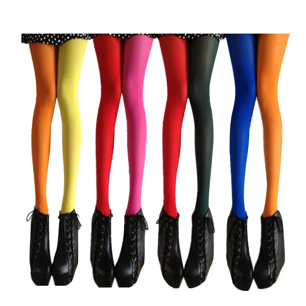 

Candy Color Double Color Ab Splice Fashion Elastic Anti-Slip Left Right Leg Easy Care Party Wear Rose Free Size Silk Tights