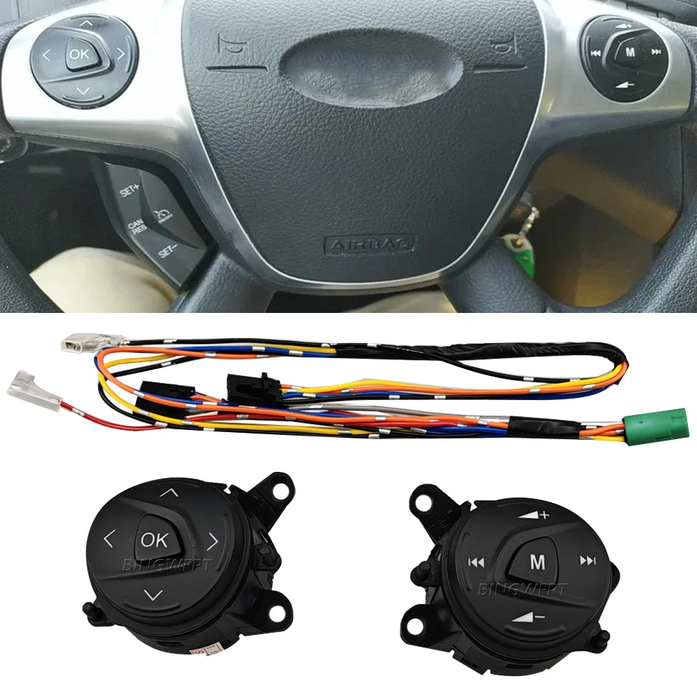 

M OK Switch Button For Kuga 2012-2015 For Ford Focus 3 2012-2014 Steering Wheel Buttons Audio Volume Control Switch