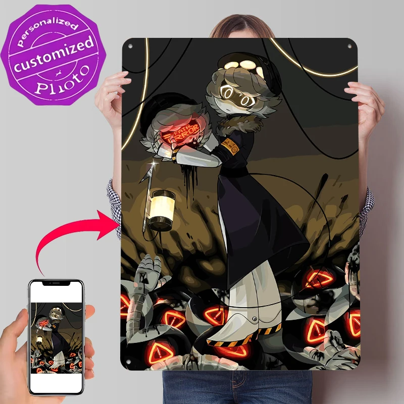 Murder Drones Character Art Metal Poster Customized Wall Art Retro Vintage Metal Signs for Man Cave Office Decoration Room Decor