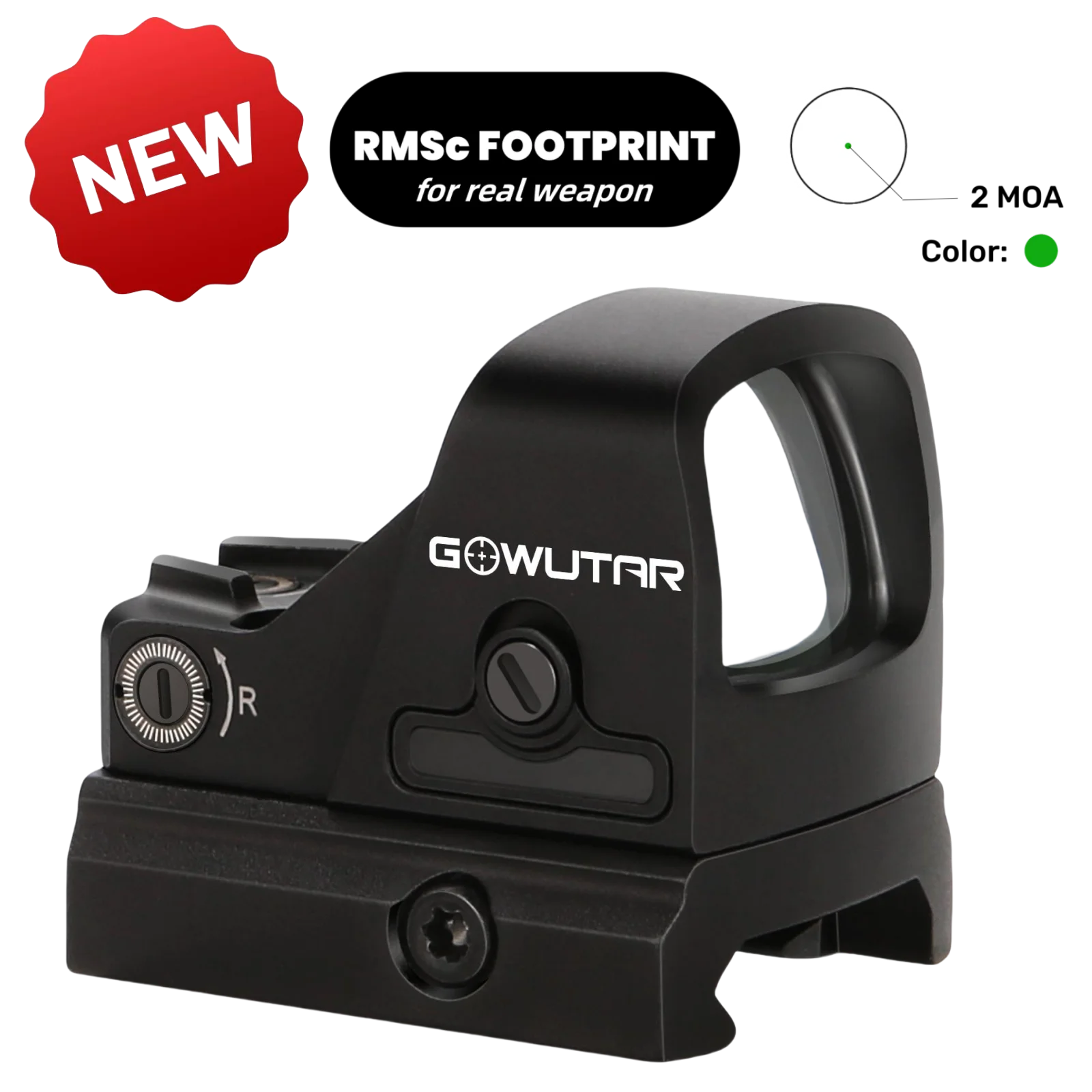 GOWUTAR 17G Green Dot Sight for RMSc/407k/507k Footprint - 3MOA Shake Awake Reflex Sight Optic