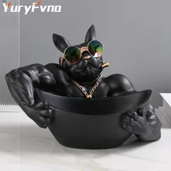 YuryFvna Cool Dog Figurine Dog Statue Storage Box Animal Ornament Resin Craft Art Sculpture Figurine Home Decoration Gift