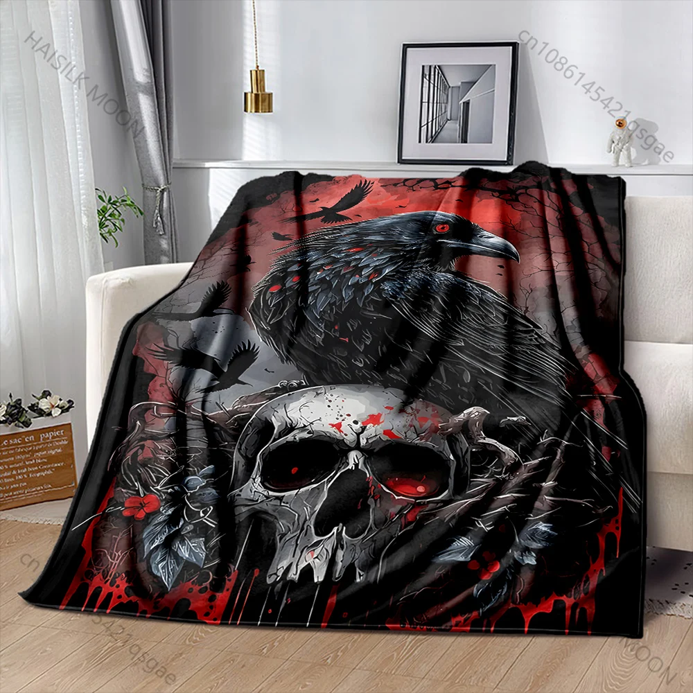 

Различные размеры, с принтом в виде воронов на красном фоне, теплые одеяла для взрослых и детей, для дома, путешествий, автомобиля, мягкие и удобные, роскошные подарки