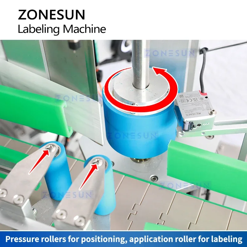 เครื่องติดฉลากตําแหน่ง Zonesun เครื่องติดฉลากขวดกลมห่อรอบเครื่องติดฉลาก ZS-TB822S