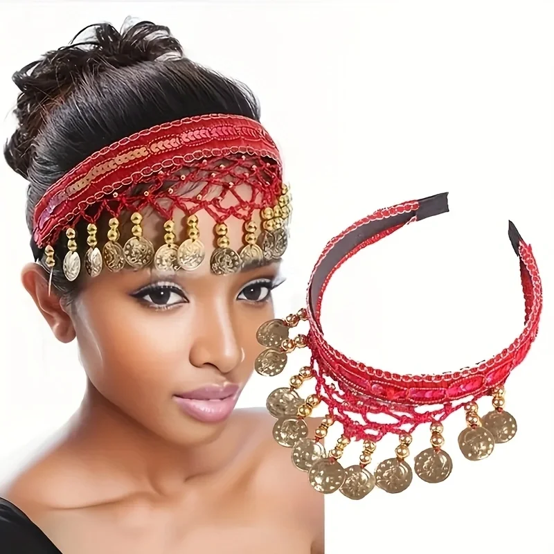 1pc Folk Dance Belly Dance Hair Accessories, Plastic Head Chain Rings, Stage Performance Costume Accessories, Featherless, Party view 5