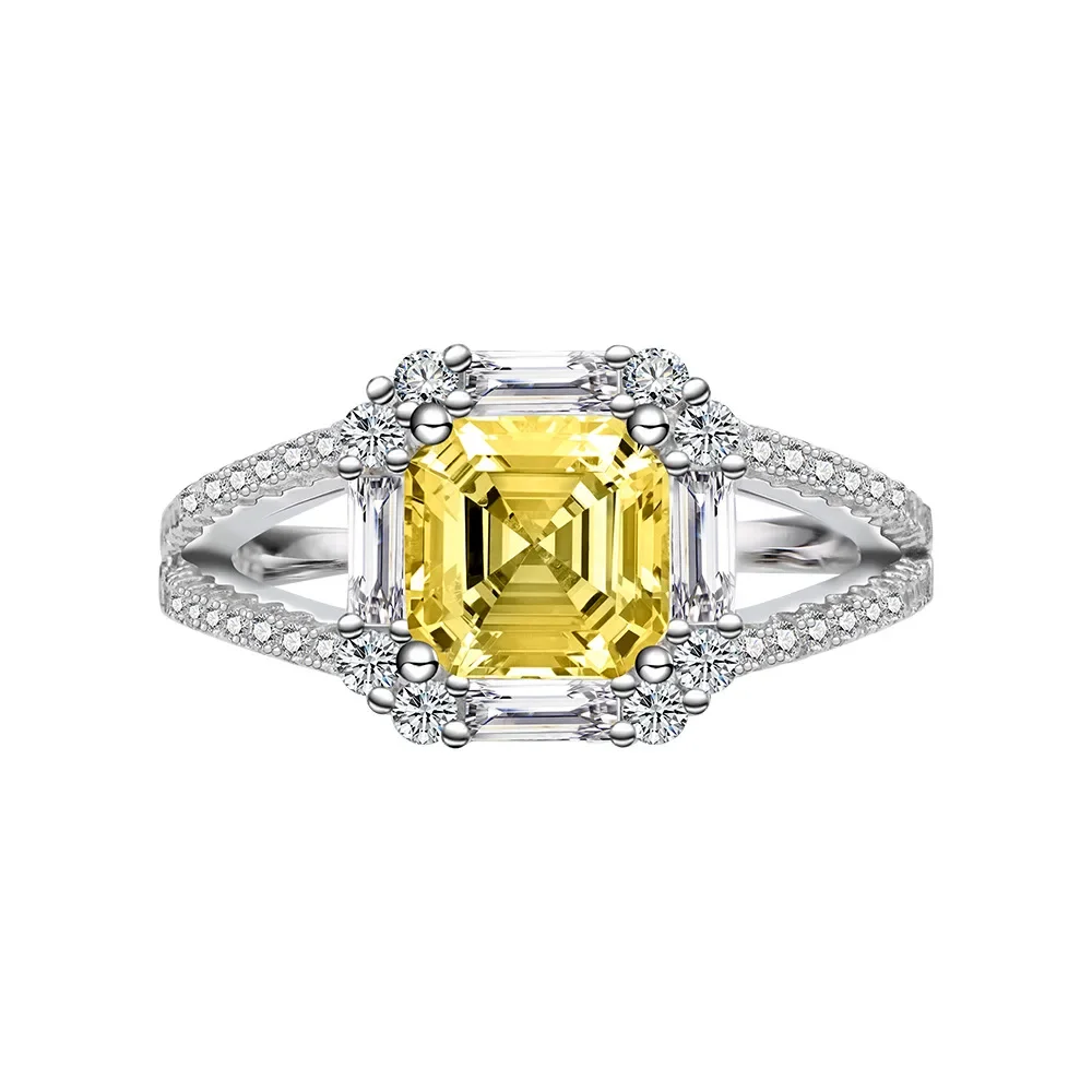 

Кольцо женское из чистого серебра 925 пробы с квадратными камнями 7*7