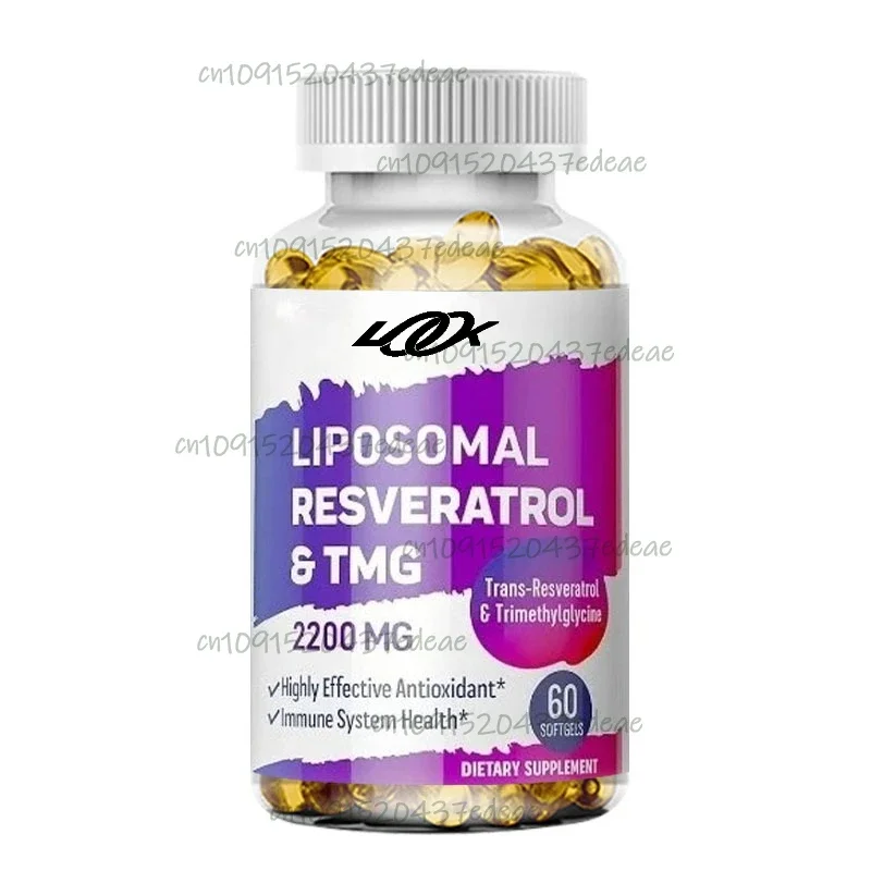 ريسفيراترول ليبوسومال ومكمل TMG 2200 مجم، مضاد للأكسدة، نظام المناعة، الجلد والصحة العامة، 60 كبسولة هلامية