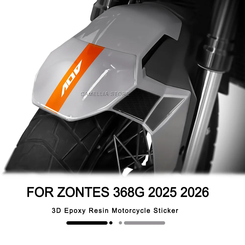 Motorcycle Front Mudguard Sticker 3D Epoxy Resin Waterproof Motorcycle Protective Sticker for Zontes 368G 2025 2026