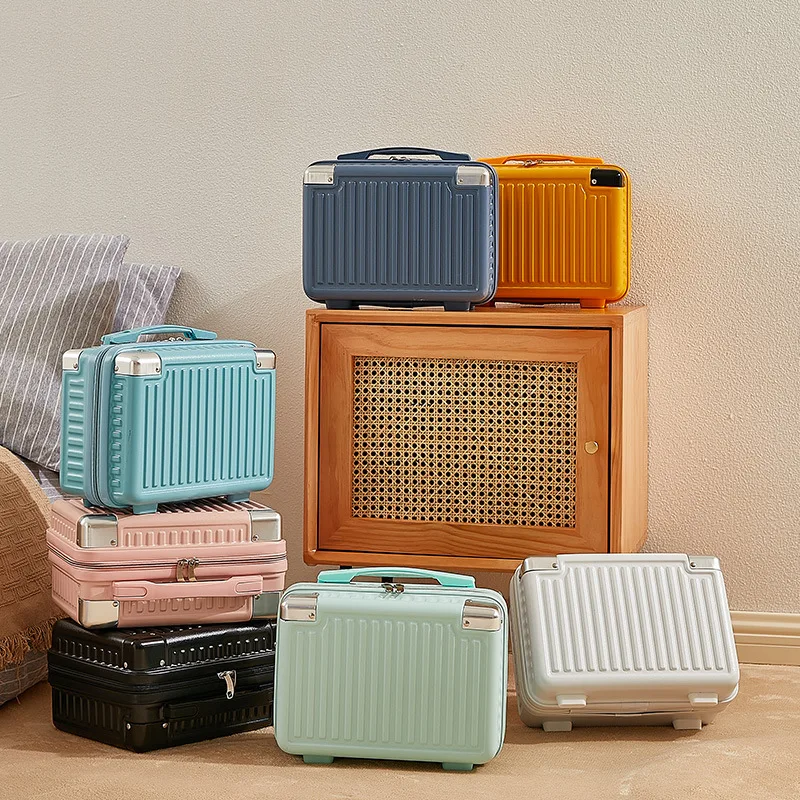 14 inch ABS Multifunctional Women Cosmetic Bag Travel Hand Luggage Suitcase Portable Carrying Makeup Bag Professional Gift Box