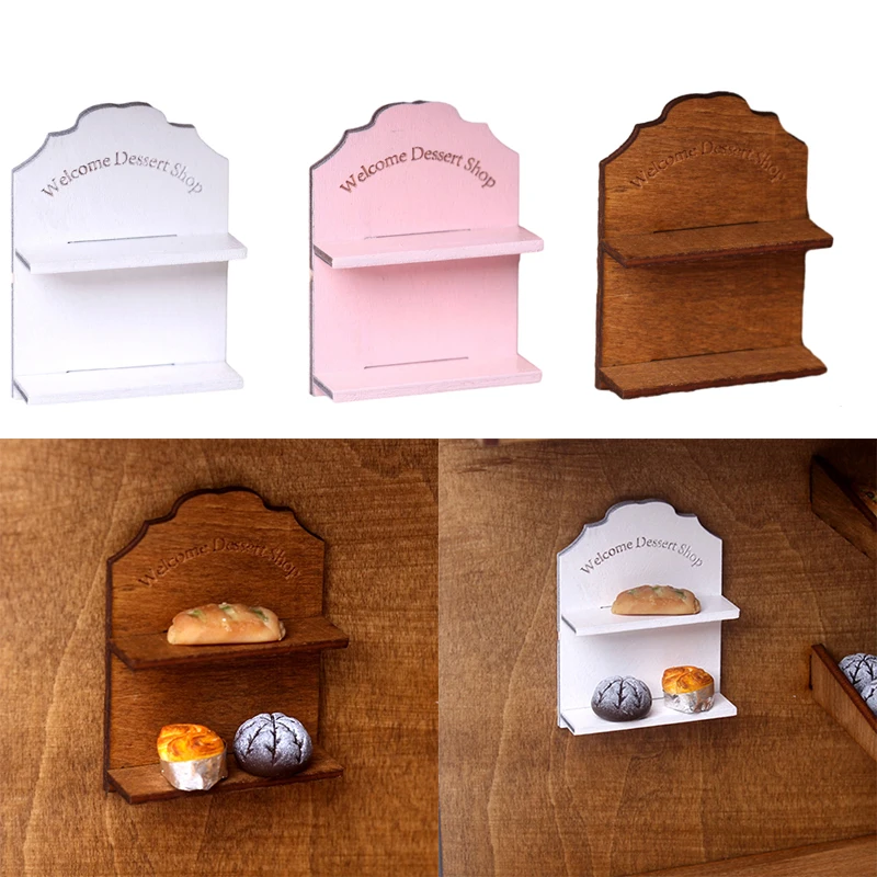 

1:12 Dollhouse Miniature Storage Shelf Wall-mounted Double Layer Welcome Rack Furniture Model Decor Toy Doll House Accessories