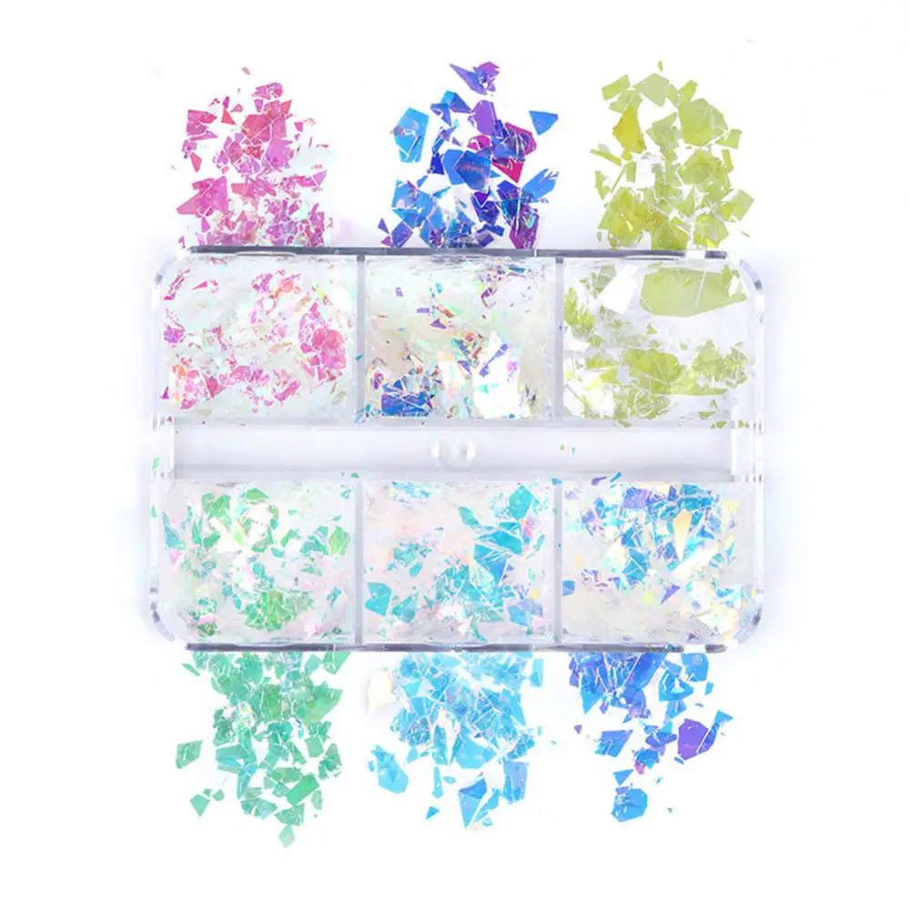 الصيف حورية البحر فليك مجموعة رقيقة جدا مانيكير اكسسوارات غير النظامية لامعة مسمار بريق الترتر الصيف الأظافر عند الطلب العصرية