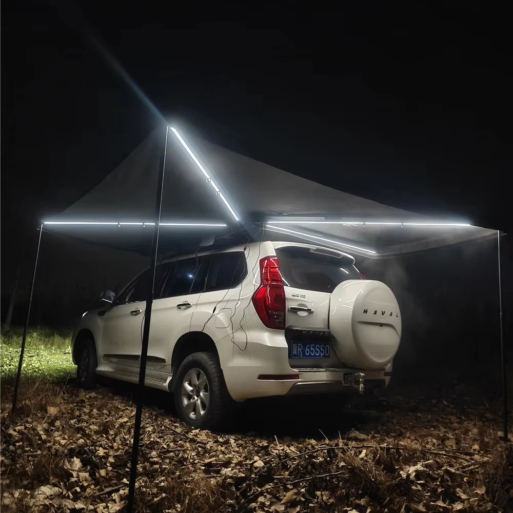 درع الطقس العلوي مقاوم للماء ومحمي من الأشعة فوق البنفسجية 270 ° مظلة خارجية مضيئة بإضاءة LED #4