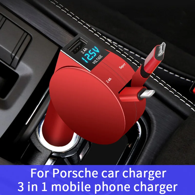 

For Porsche car charger Cayenne Macan Panamera 718 car three-in-one mobile phone charger