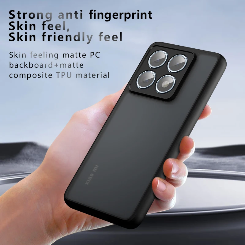 Capa Matte Skin-Friendly para Xiaomi 14T Pro, Luxo, Transparente, À Prova de Choque, Bumper, Qijia, Funda