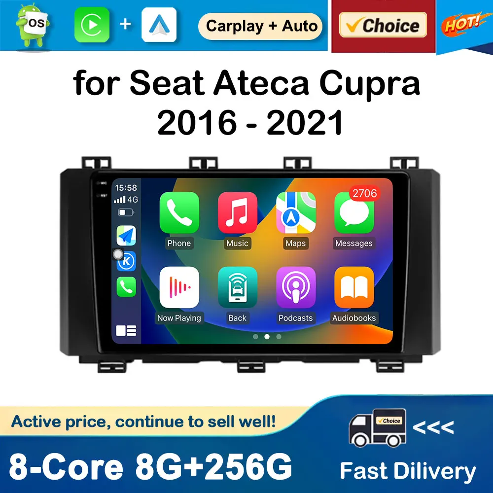 

9 inch GPS Navi for Seat Ateca Cupra 2016 - 2021 Android OS Car Radio Video Player DSP Stereo Wireless Carplay Auto Accessories