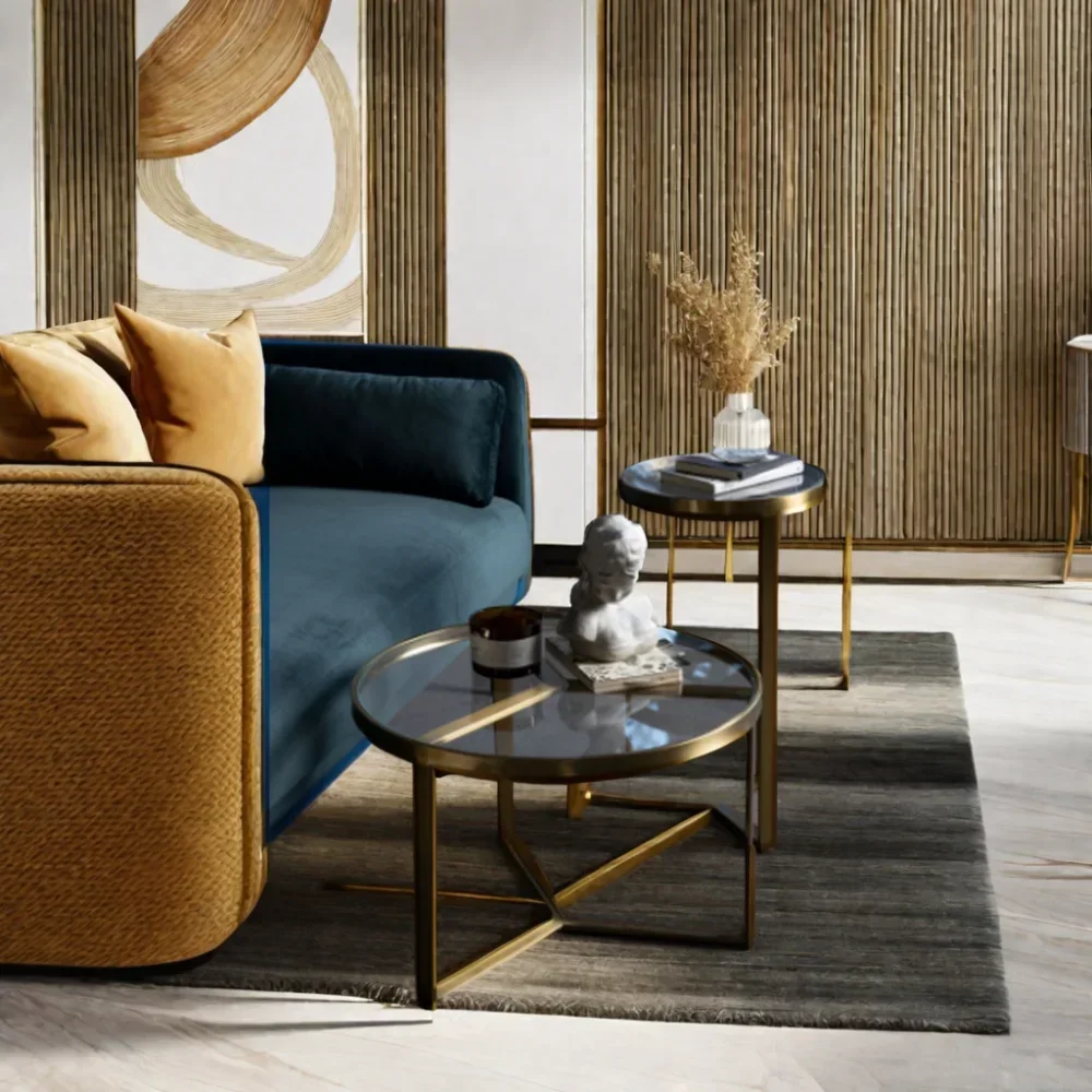 

'7 Days Delivery in Stock Modern Design New round Coffee Side Table Two Sizes Living Room Wooden Furniture for Home