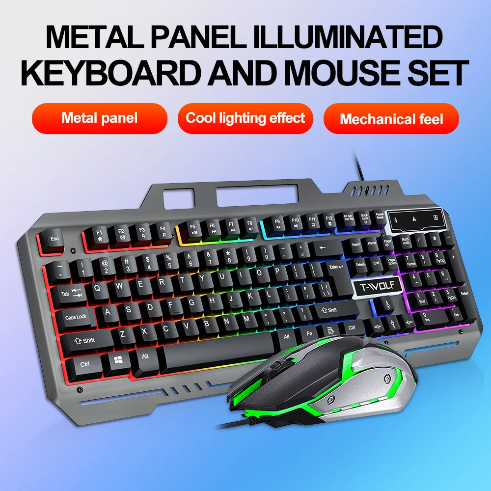 

NEW Esports Keyboard and Mouse Set Gaming Computer USB Wired RGB Backlit Keyboard Laptop Accessories Ergonomic Laser Mouse Wheel
