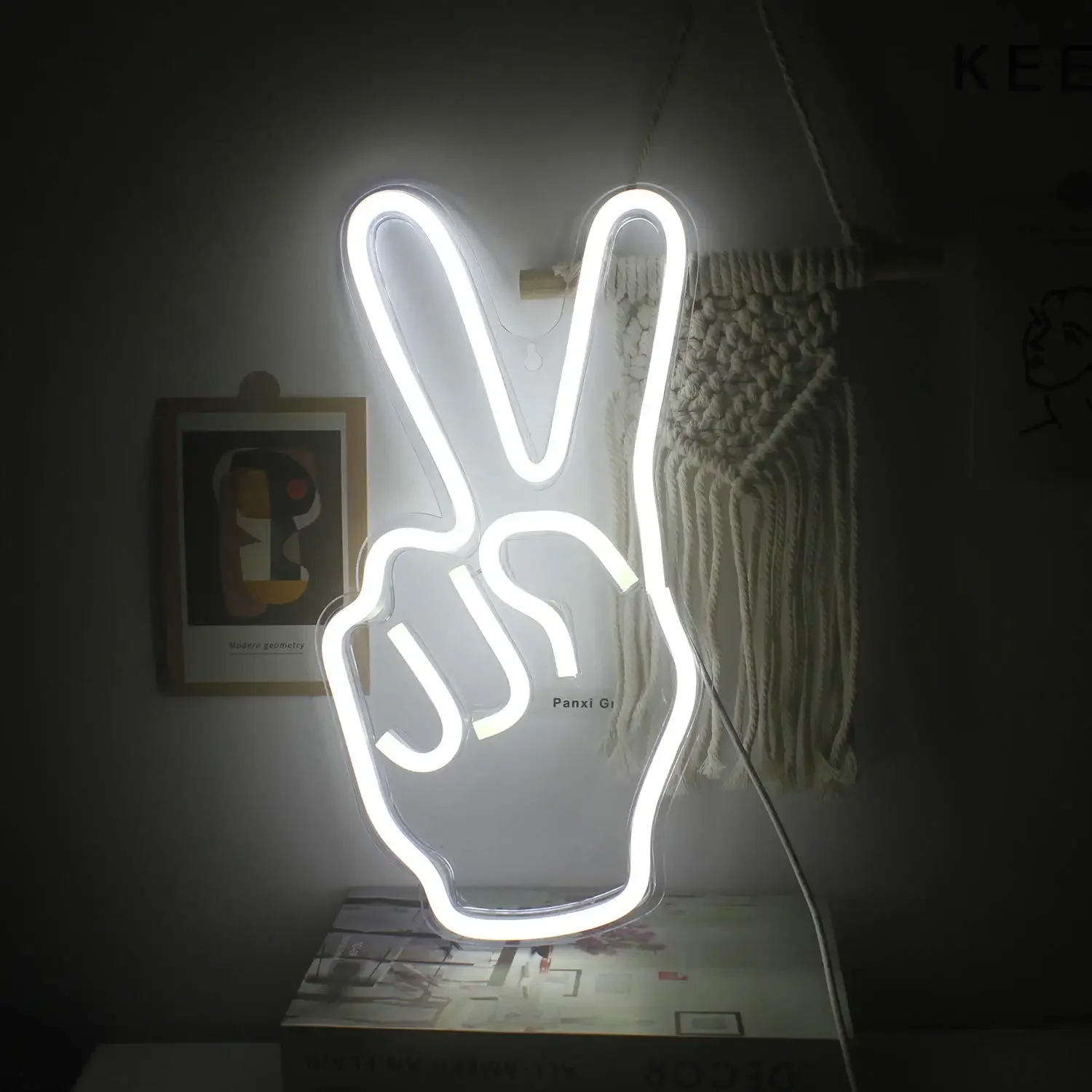 

Neon Peace Sign Decor,Led Neon Signs,Victory Gesture Neon Light,Novelty Neon Wall Lights for Kids Home Party Holiday Decor