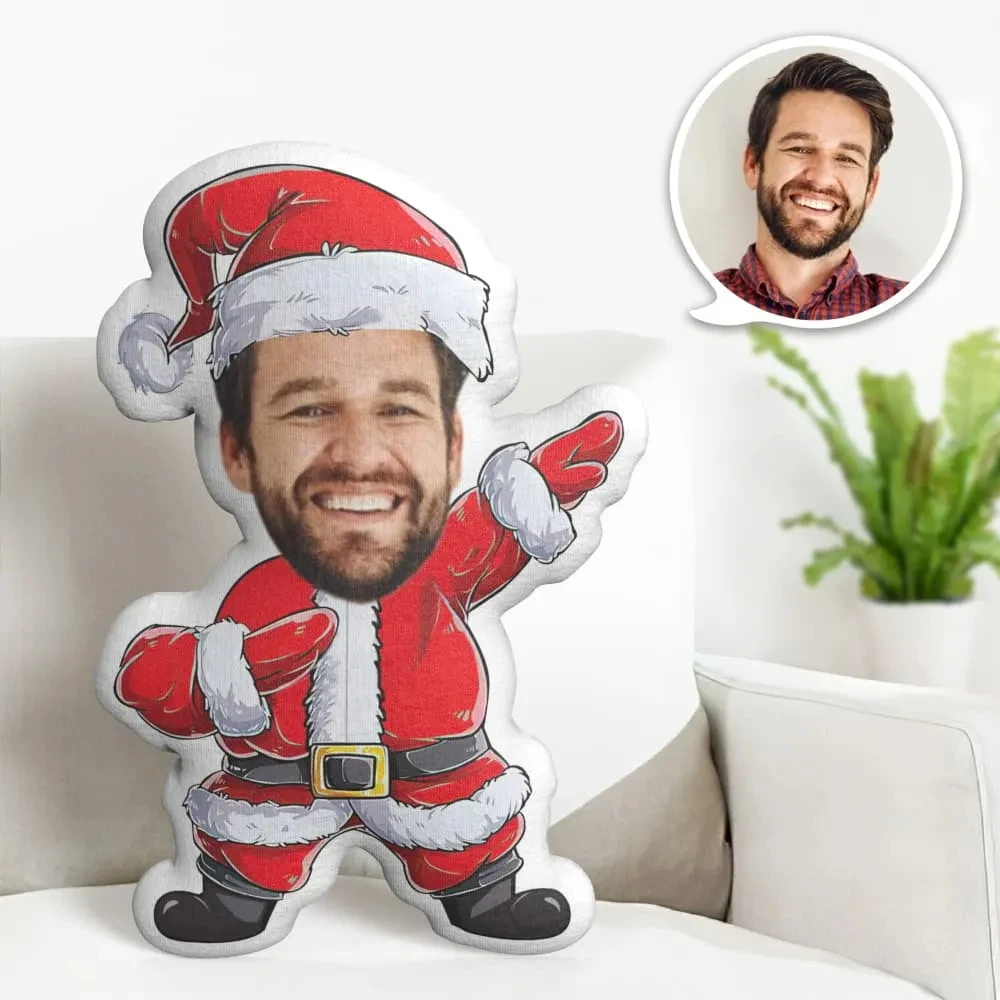 Benutzerdefiniertes Gesichtskissen, personalisiertes Fotokissen, Wildleder, Weihnachtskleid, MiniMe-Kissen, Geschenke für Weihnachten