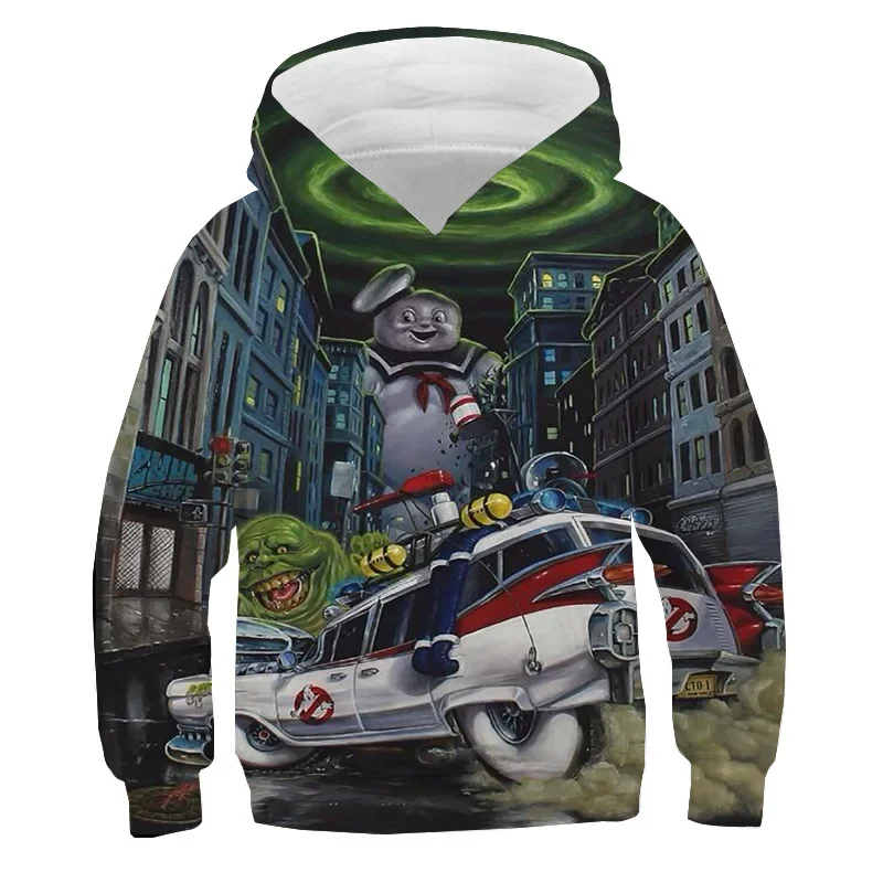 Cartoon Ghostbusters Print Hoodies Sweatshirts Autumn Pullover Boys Girls Cothes Sudadera Anime Hoodie Kids Clothes