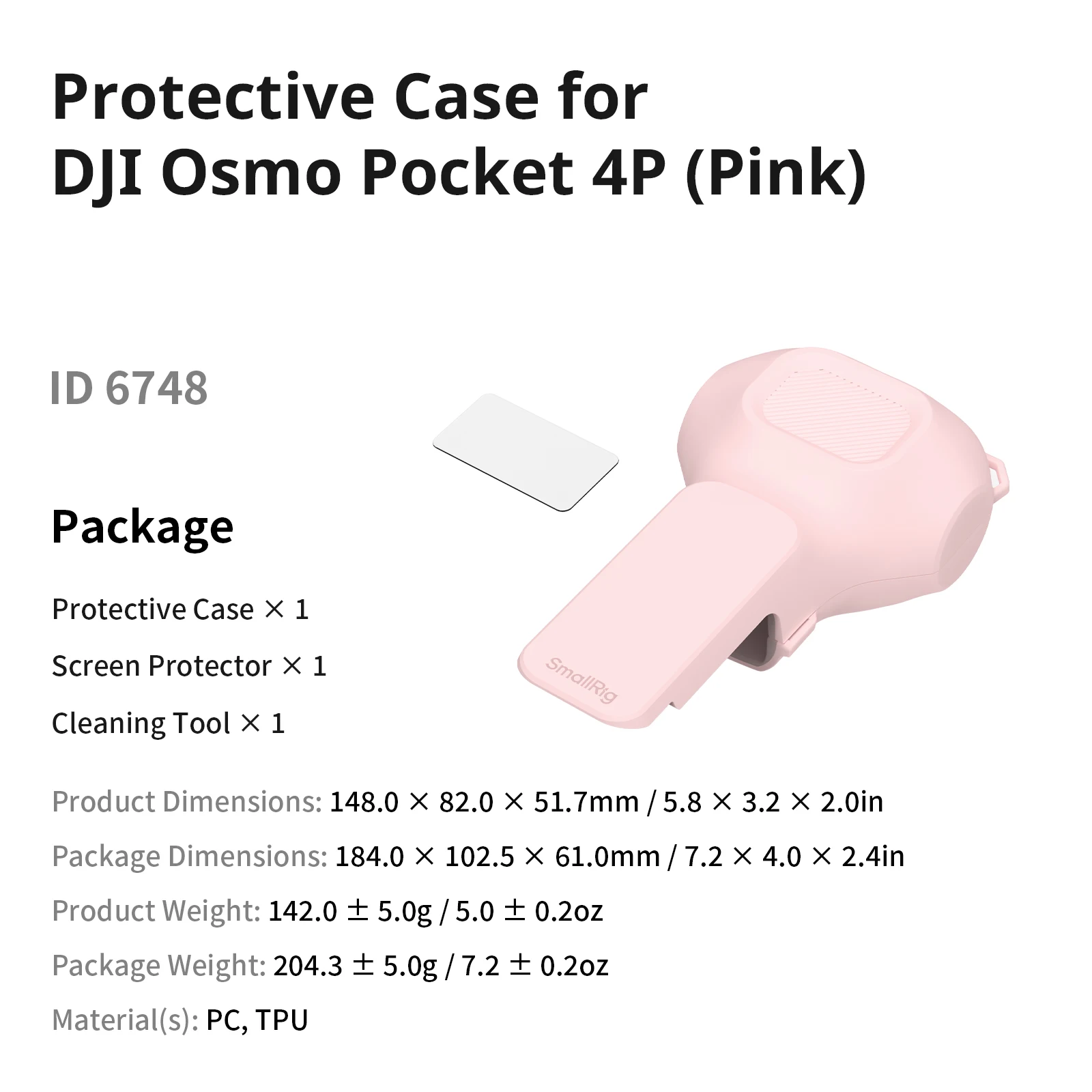 SmallRig Pocket 4P beschermhoes voor DJI Osmo Pocket 4P met schermbeschermer, combineert een harde schaal met een zachte binnenvoering -6582