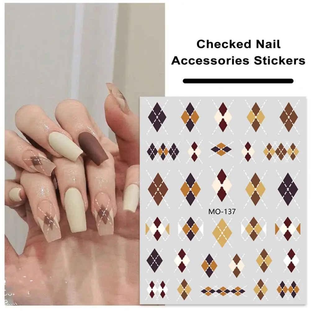 Autumn Nail Art Sticker Winter Nail Art Sticker Fashionable Plaid Bunny Nail Stickers Elegant Autumn-winter Nail for Women