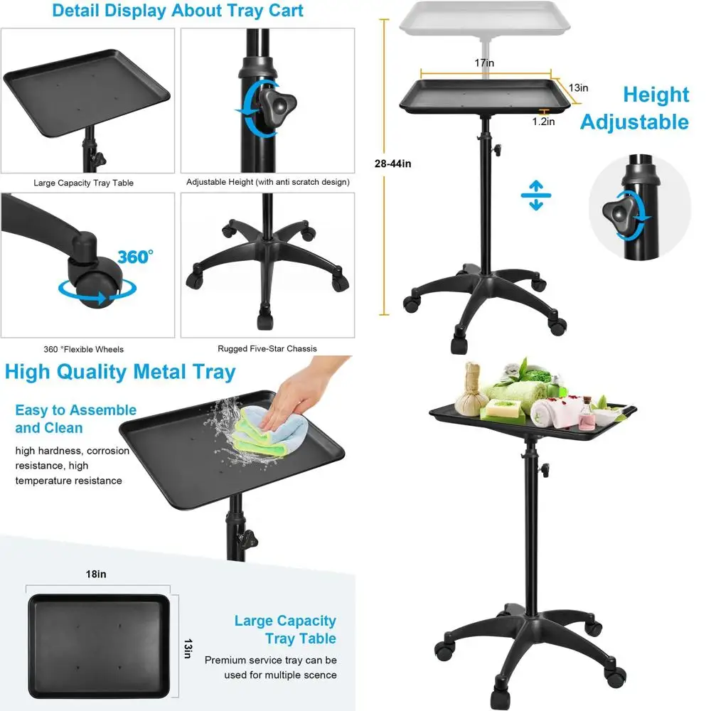 

Регулируемая по высоте тележка для тату-салонов с премиальным выдвижным столиком для косметических и спа-услуг