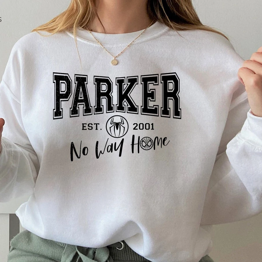 No Way Home Superhero Sweatshirt Parker Est 2001 Stark Industries Peter Parker Hoodie Vintage Tom Holland Crewneck Sweatshirts