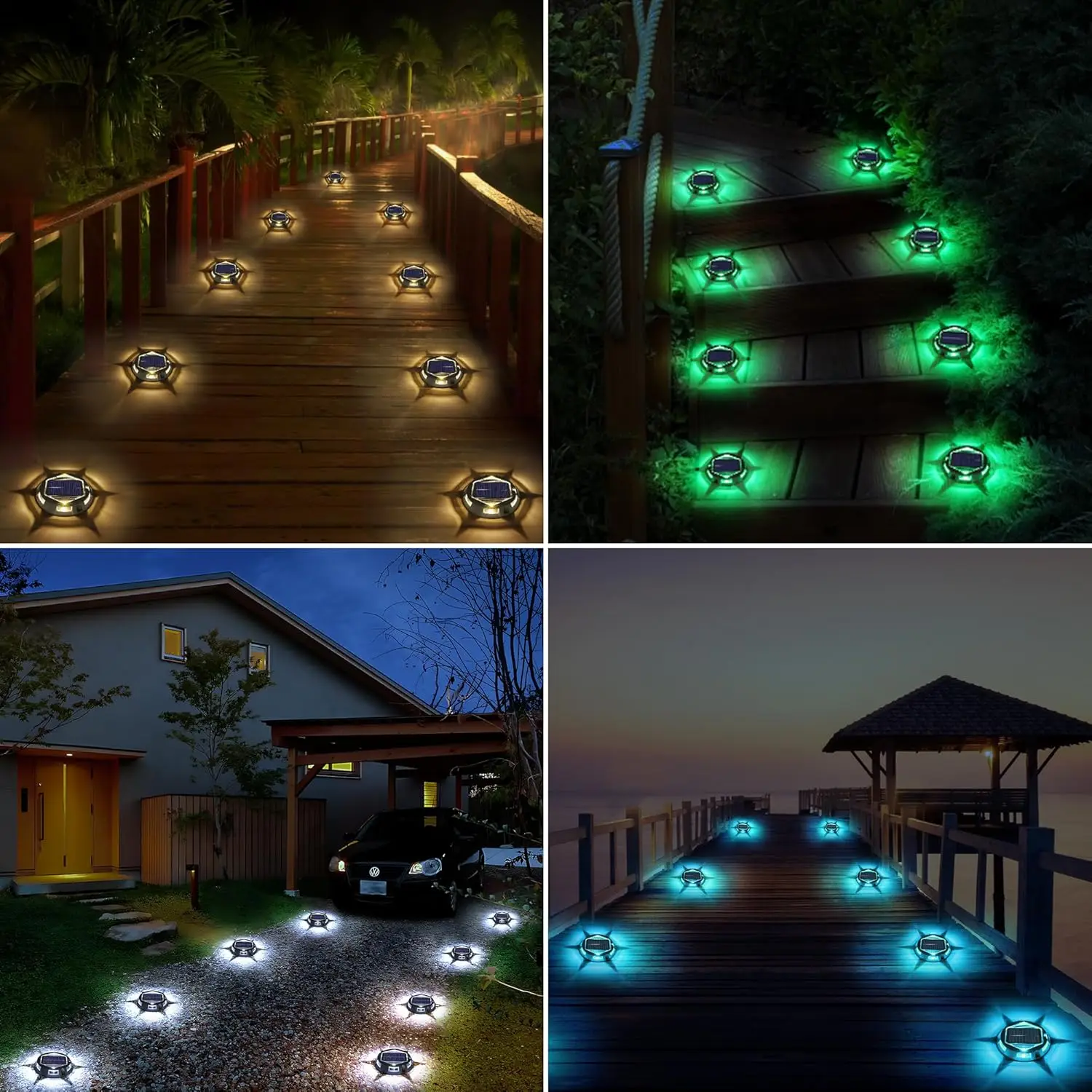 Outdoor Path Fixtures Wood Grain ABS 4in Solar Flame Torch Waterproof All Season Blue
