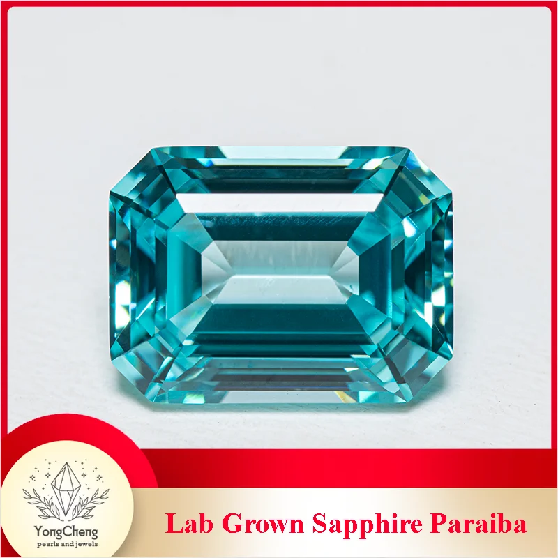 

Lab Grown Sapphire Paraiba Emerald Cut Gemstone for Charms DIY Ring Necklace Earrings Materials Selectable AGL Certificate