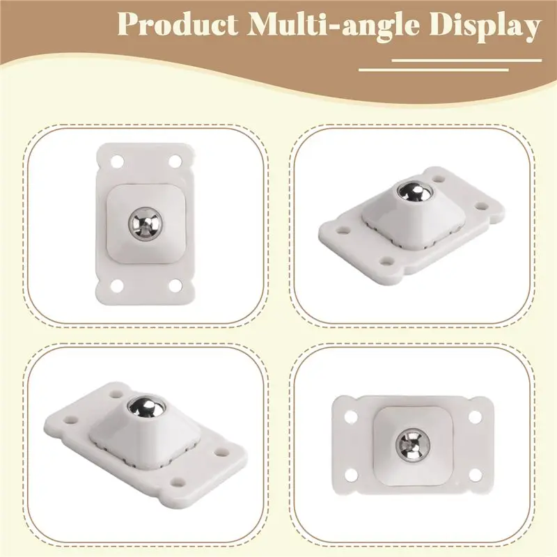 AA81-16 Pcs Self Adhesive Wheels For Storage Boxes 360 Degree Rotation Stainless Steel Pulley Ball Casters 4.5 X 2.8Cm