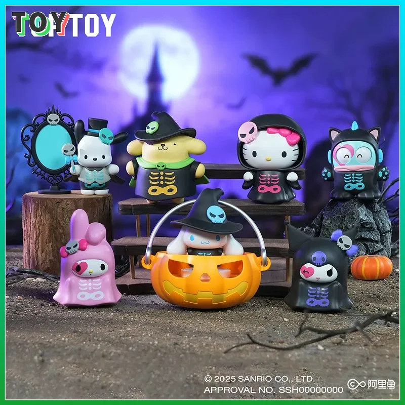 

Sanrio Halloween Mischief Night Series с подвижным лицом, аниме-фигурка, слепая коробка, милый тыквенный фонарь в форме тайного сюрприза, игрушка в подарок