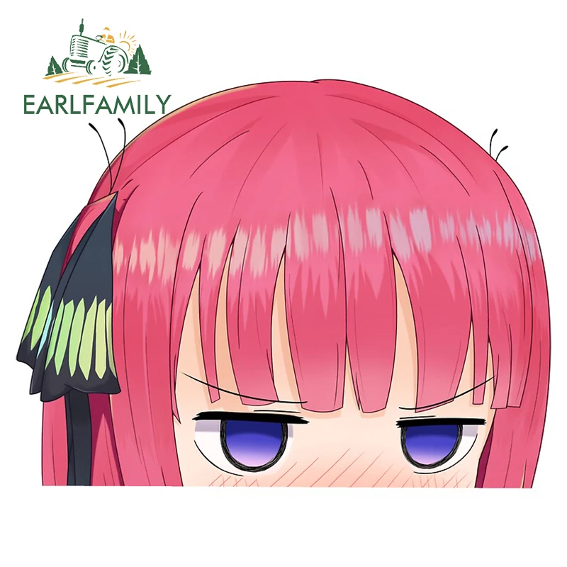 EARLFAMILY 13cm für Nino Verlegen Peeker auto Aufkleber Wasserdicht Aufkleber Okklusion Scratch Anime Nette Fenster JDM Dekoration