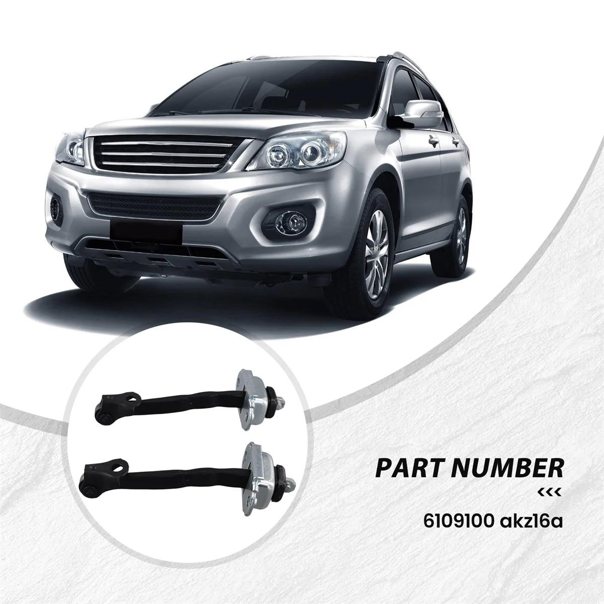 #903L 6209100AKZ16A 2Pcs Car Door Limiter / Rear Door Hinges for Haval H6 2011-2017 (Black&Silver)