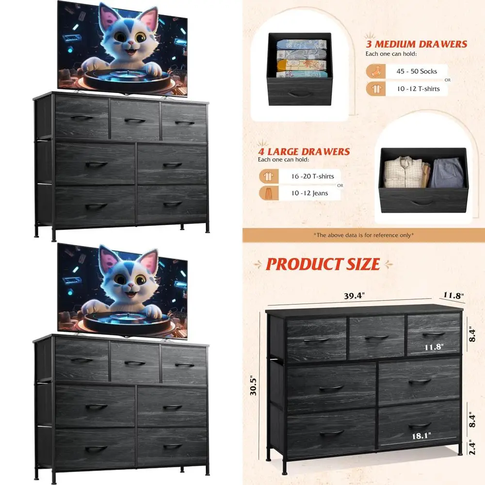 Entertainment Center with Metal Frame and Wood Top for TVs up to 45, Suitable for Living Room or Bedroom, Charcoal Black Wood Gr