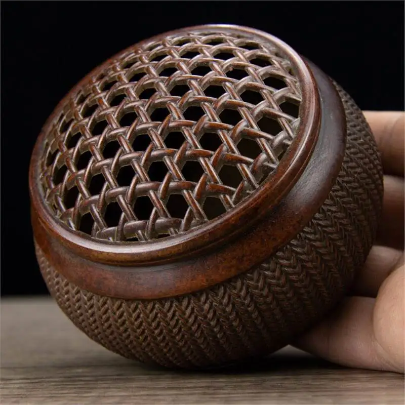 Pure copper Suzhou craftsmanship exquisite small hollow mesh incense burner, 10cm, height 7.5cm, mouth diameter 8cm