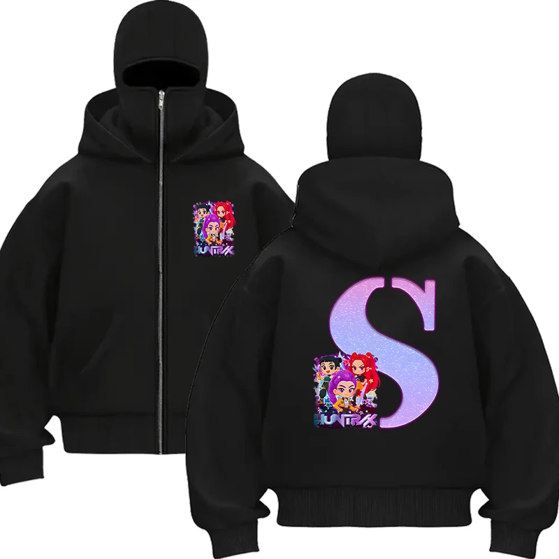 جديد 2025 كنزات نسائية Kpop Demon Hunters بسحاب وقلنسوة A-Z 26 أبجدية شتوية وخريفية للسيدات هيب هوب بأكمام طويلة مع قلنسوة