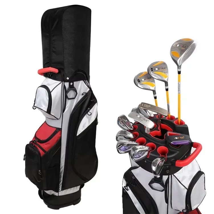 Waterproof Pu Golf Club Bag 14 Dividers Top Clubs Organizer Lightweight with Cooler Pouch Golf Cart Bag