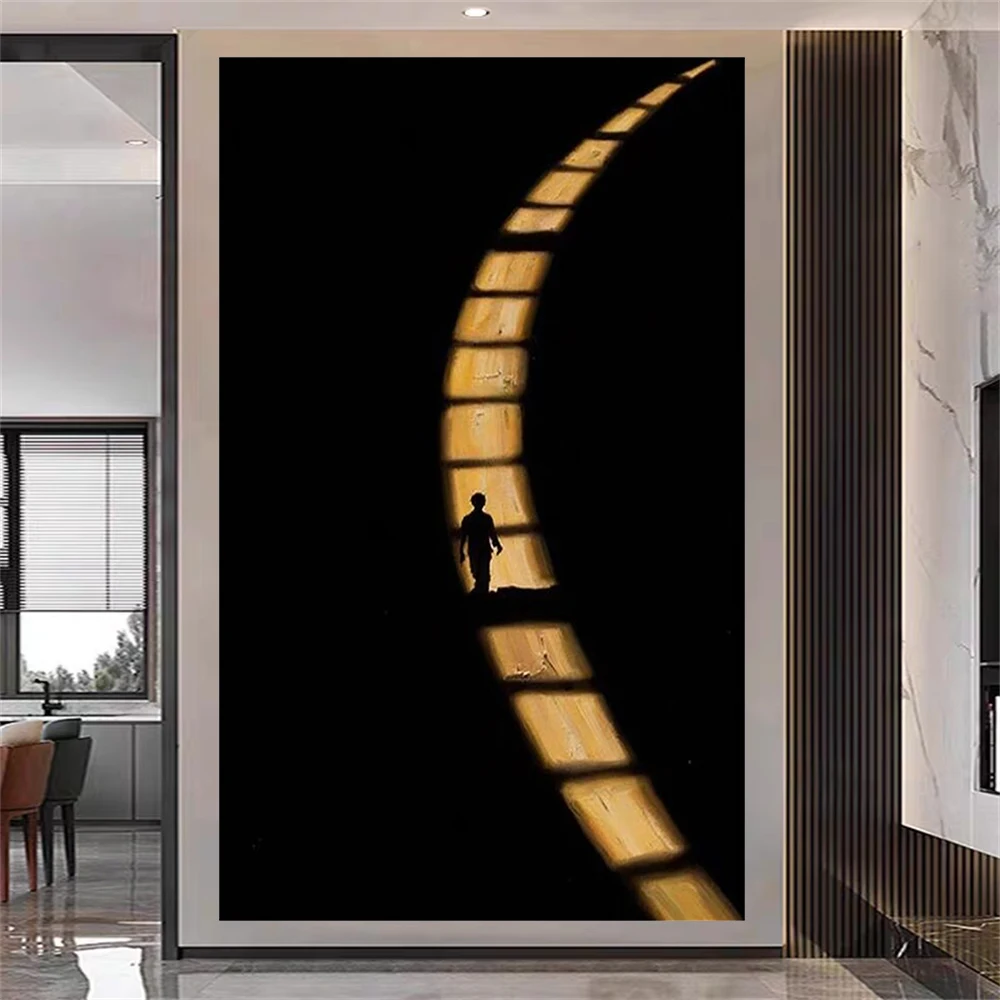 

100% Hand-Painted Modern Oil Painting Nordic Landscape Canvas Paints Wall Art picture Color Contour Mural Office Room Decor Gift