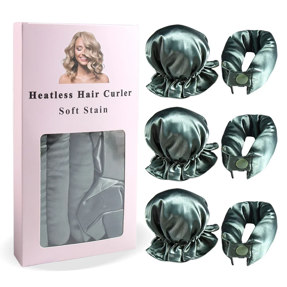 3-teiliges Satin-Lockenband ohne Hitze mit Haarkappen, Weiches Über-Nacht-Lockenband für langes Haar, DIY-Haarstyling-Werkzeuge – Detail 12