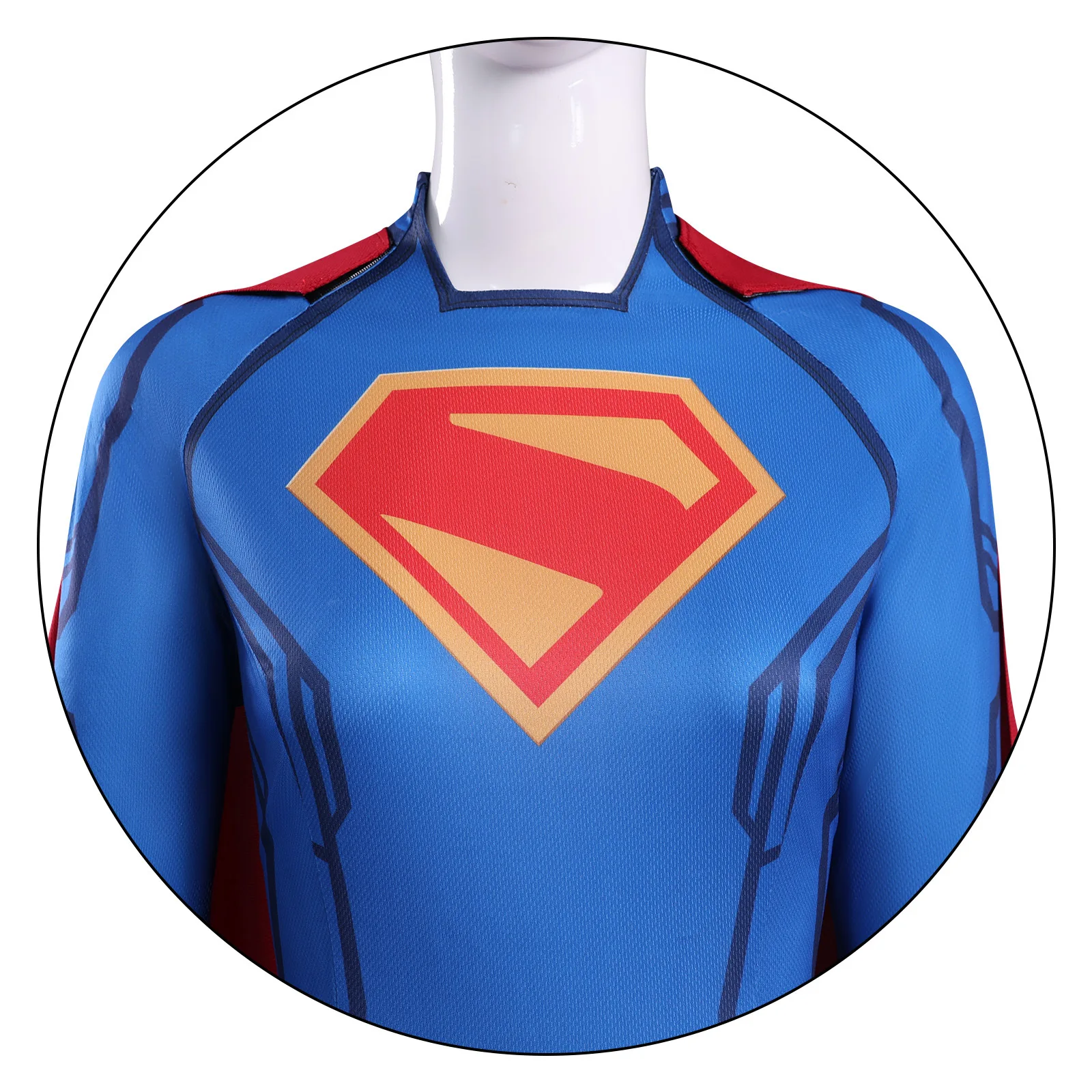 Superwoman Superhero Cosplay Full Set Jumpsuit Skirt Golden Waistband Red Cape Thigh Socks Female Halloween Party Costume view 3