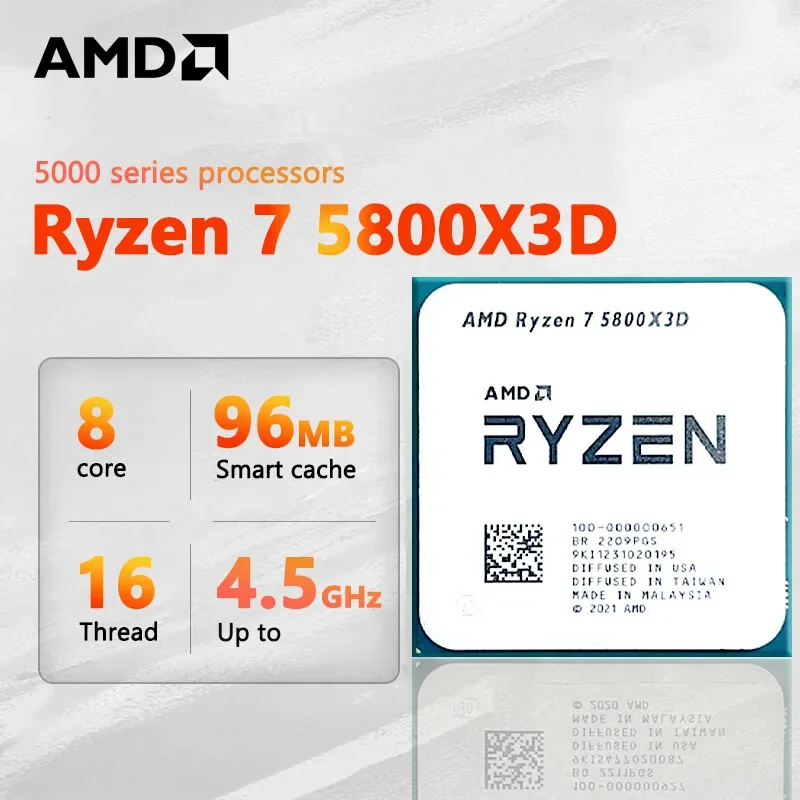 AMD Ryzen 7 5800X3D R7 5800X3D - Ryzen 7 5000 Series 8-Core 3.4 GHz Socket AM4 105W None Integrated Graphics Desktop Processor