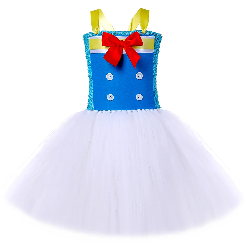 Cartoon Duck Costume Kids Classic Anime Tulle Princess Tutu Dress Toddler Girls Halloween Carnival Party Perform Fancy Dress Up