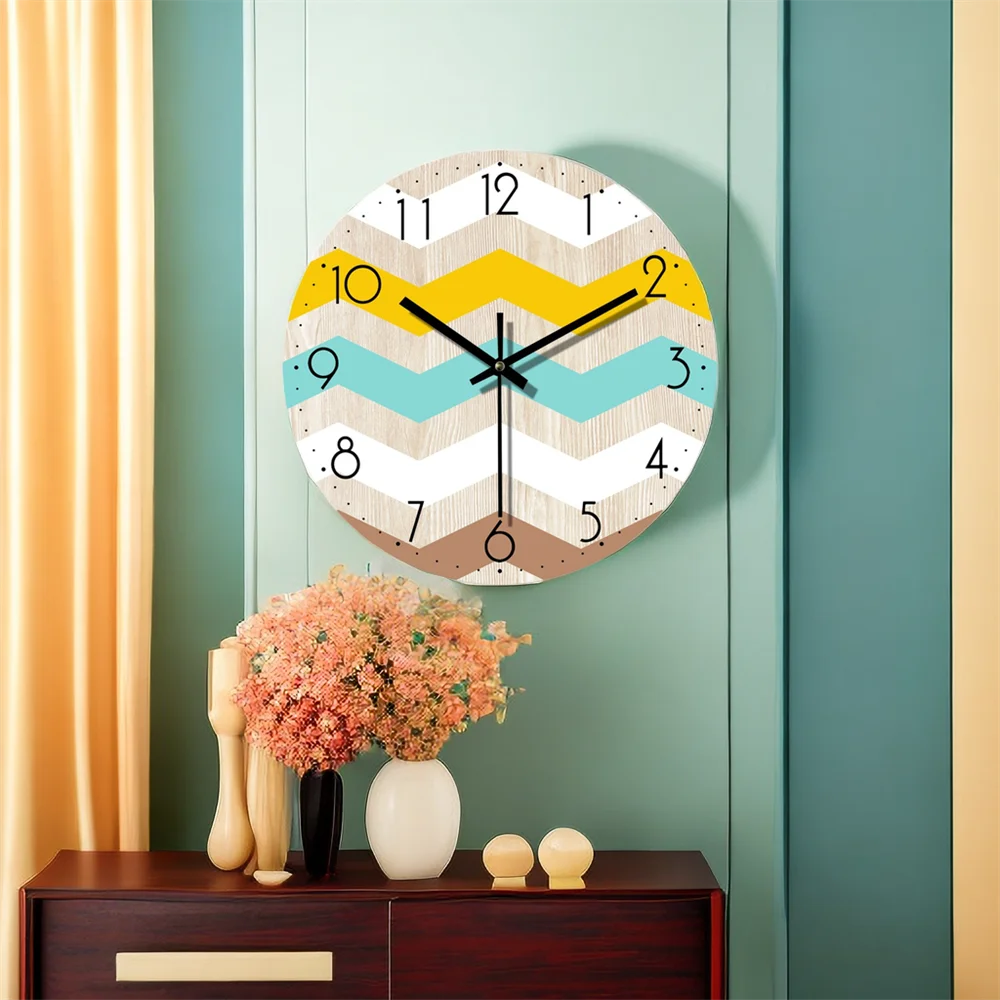 Vintage Wood Grain Wall Clock Dial Simple Living Room Silent Clock Creative  Large Number Wall Hanging Watch Home Decoration