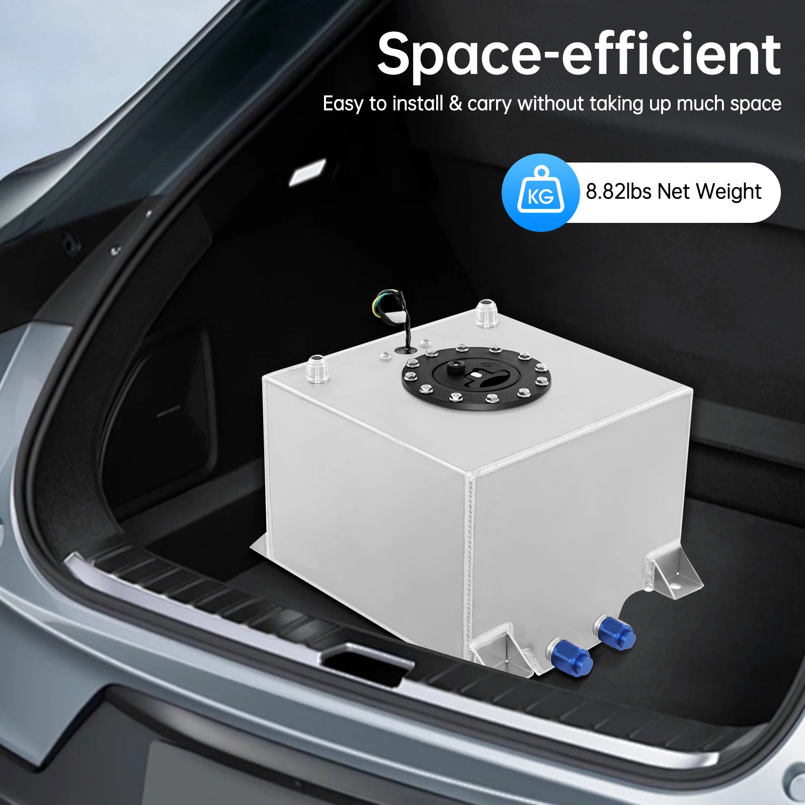 Universeller 5-Gallonen-Aluminium-Kraftstofftank, geeignet für die meisten Fahrzeuge wie Hot Rods, Straßenfahrzeuge, LKWs und Geländewagen. – Detail 2