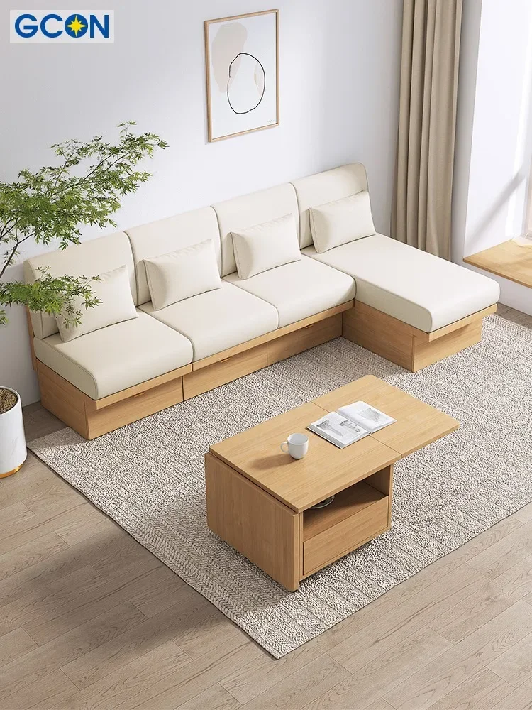 Solid Wood Folding Coffee Table Simple Modern Living Room Side Table Small Coffee Table Dining Table Dual-Use