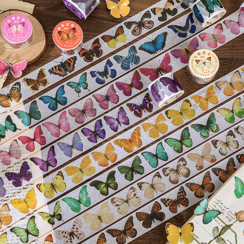 

30mm*2m Butterfly Stickers Collector Vintage Washi Tape Hand Account DIY Decoration Material Stationery Sticker