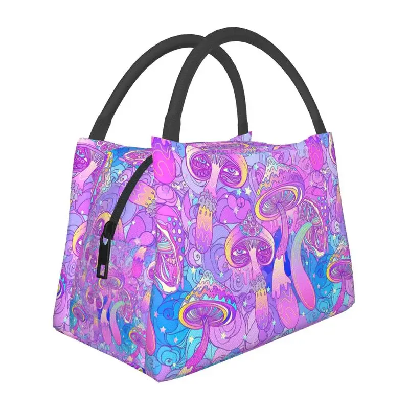 

Psychedelic Magic Mushrooms Print Insulated Lunch Bags for Work Office Resuable Cooler Thermal Lunch Box Women lunchbag