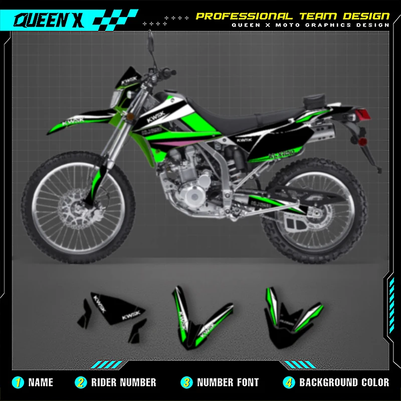 

QUEEN X MOTO новый стиль мотоциклетная графика защитные наклейки наборы для KAWASAKI KX250 250 2008-2021